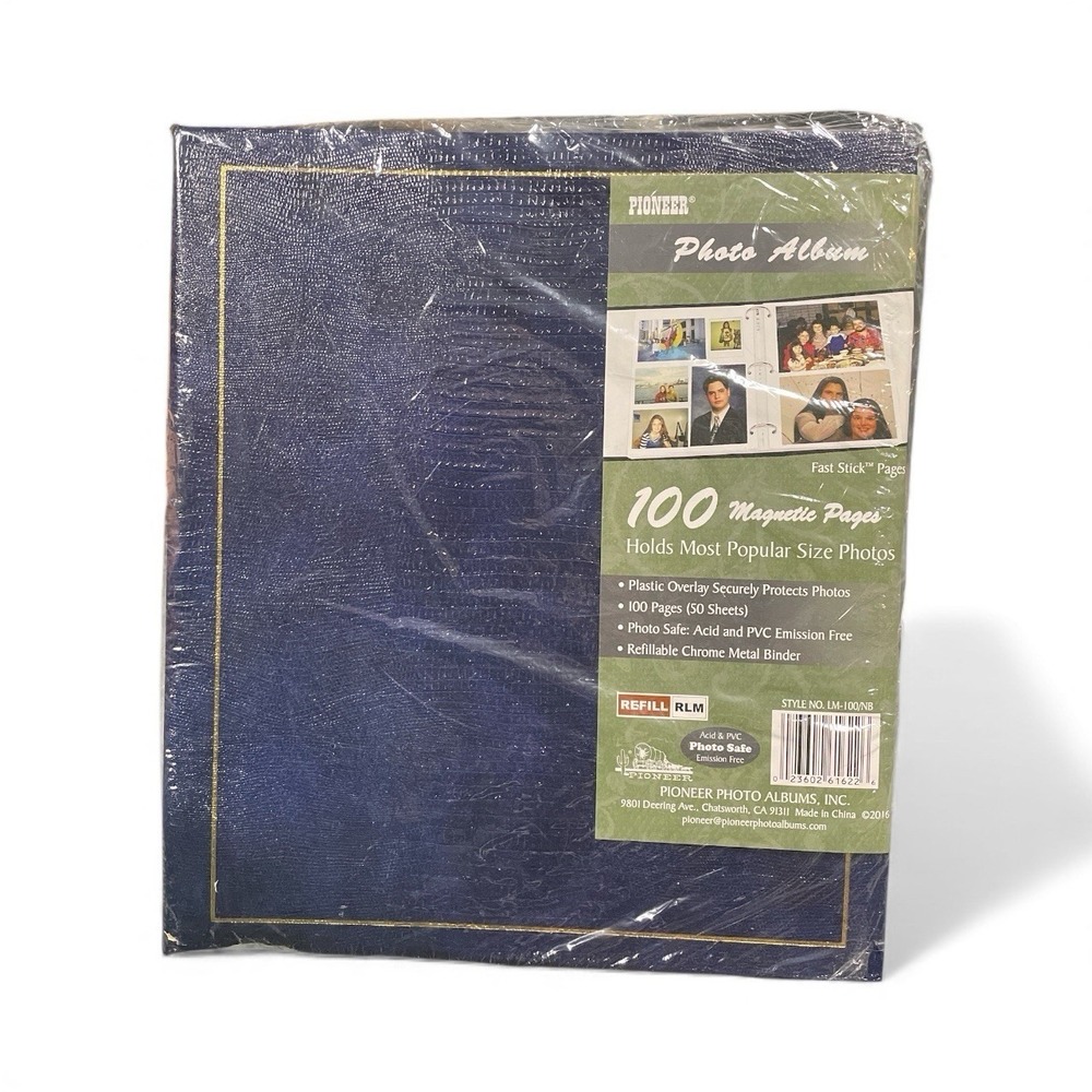 PIONEER Photo Album 100 Magnetic Pages (50 sheets) Navy Fast Stick Pages NOS New